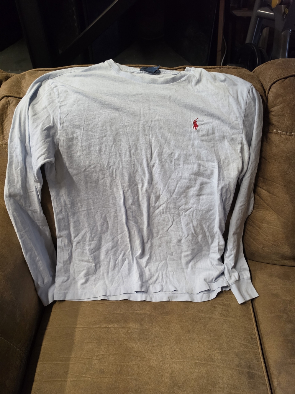 Ralph Lauren Light Blue Long-Sleeve Crewneck with Red Pony